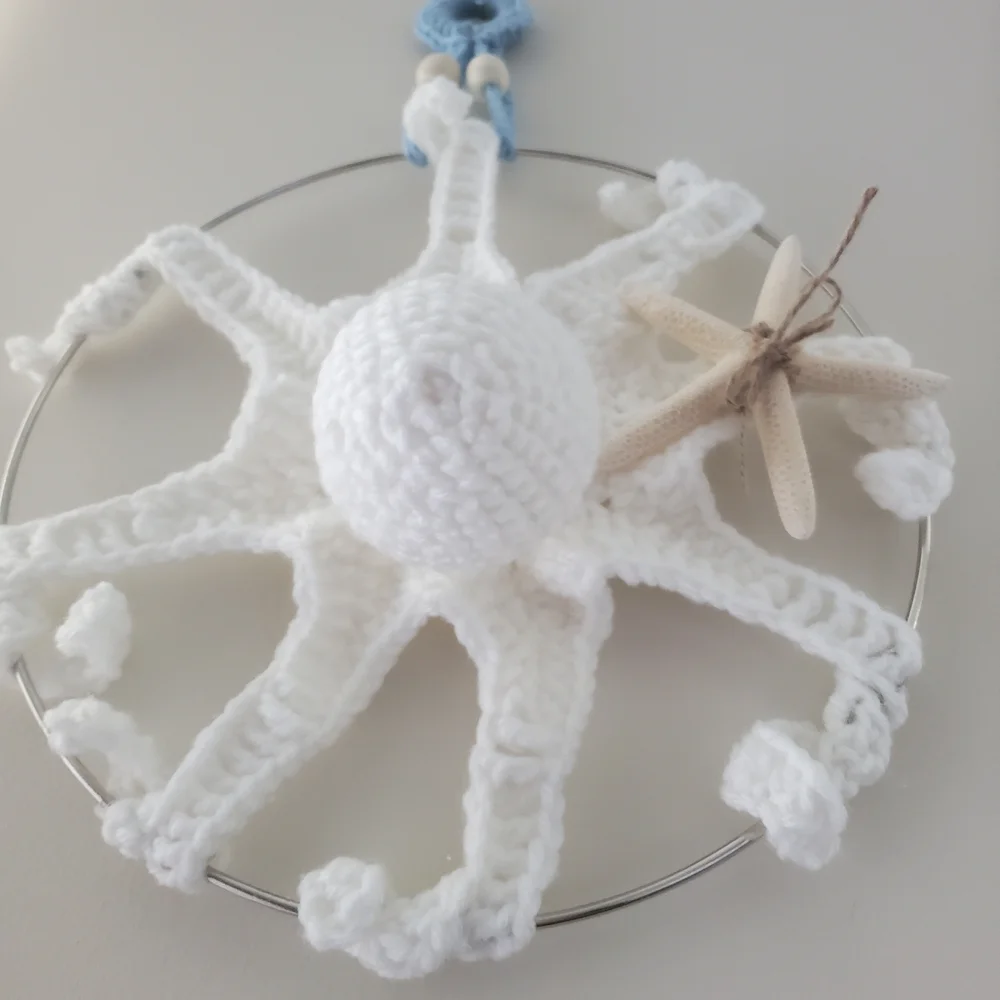 Handmade Octopus Wall Hanging Coastal Beachy Decor - Picture 3 of 9